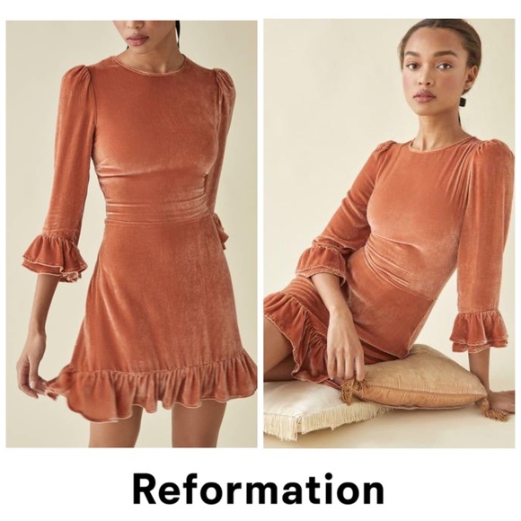 Reformation Dresses & Skirts - Reformation RARE Velvet Pink Mountain Dress